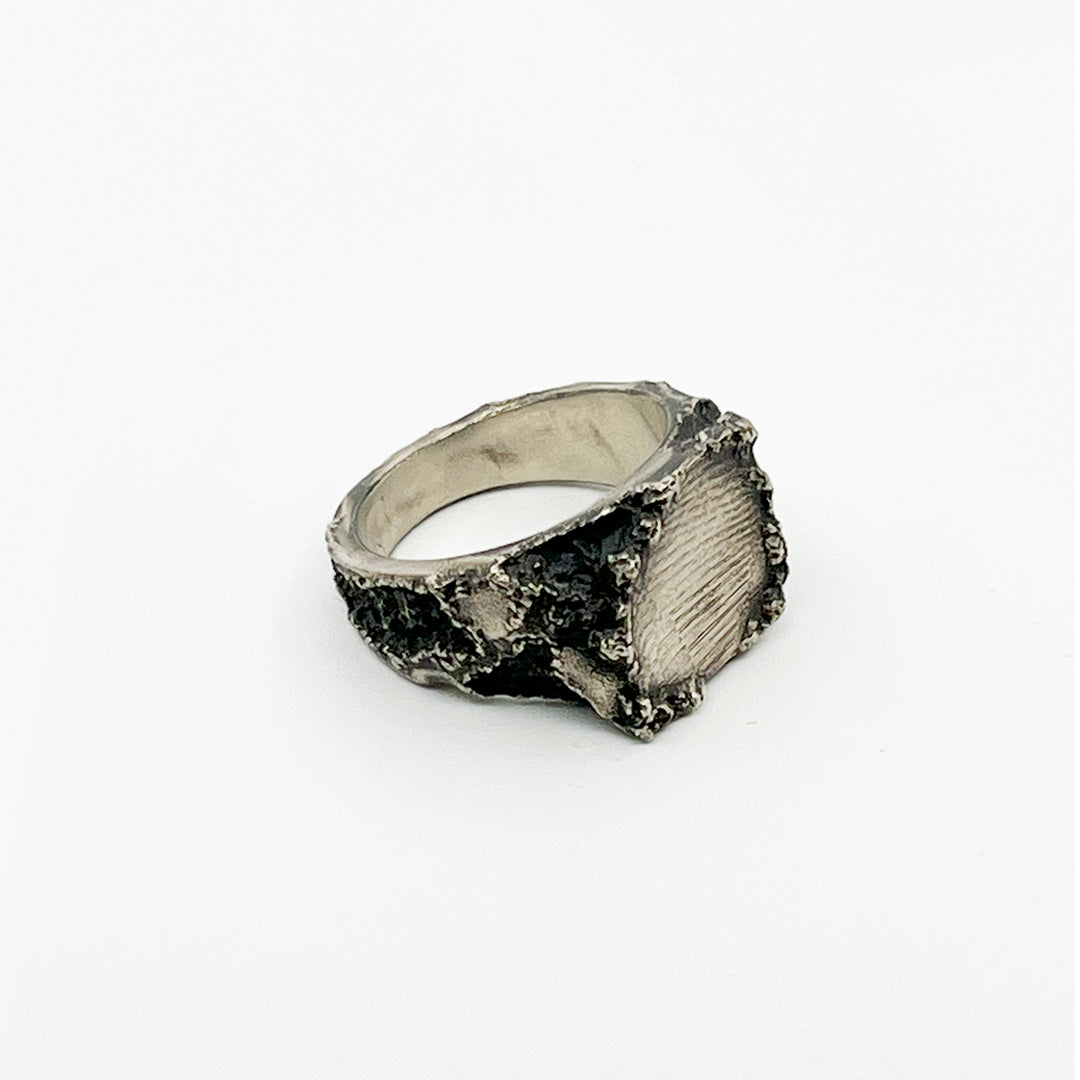 Concrete Square Signet Ring