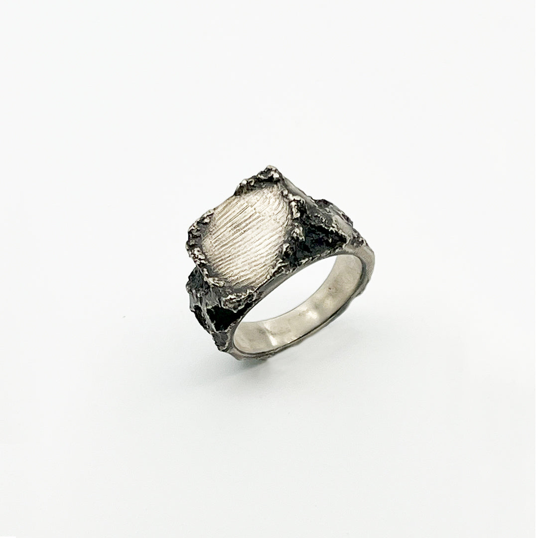 Concrete Square Signet Ring